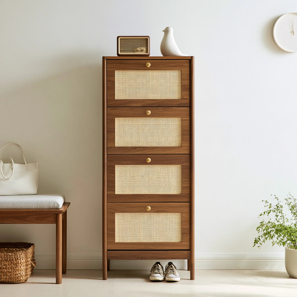 Meuble à chaussures en bois, coloris brun naturel