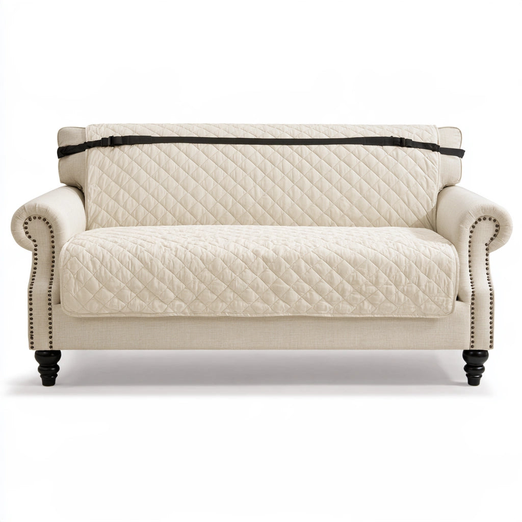 Canapé contemporain aux lignes épurées, coloris beige