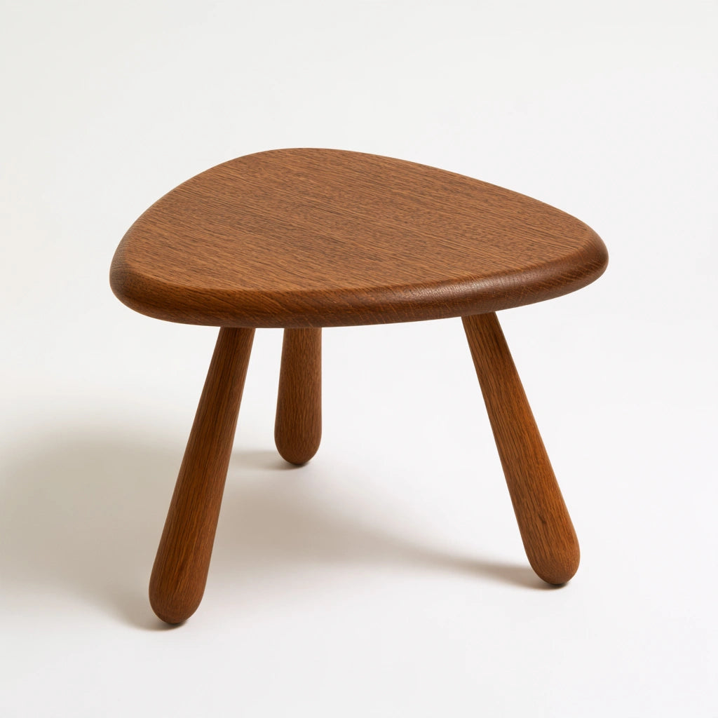 Table d'appoint tripode en bois finition chêne, coloris brun moyen et chêne clair
