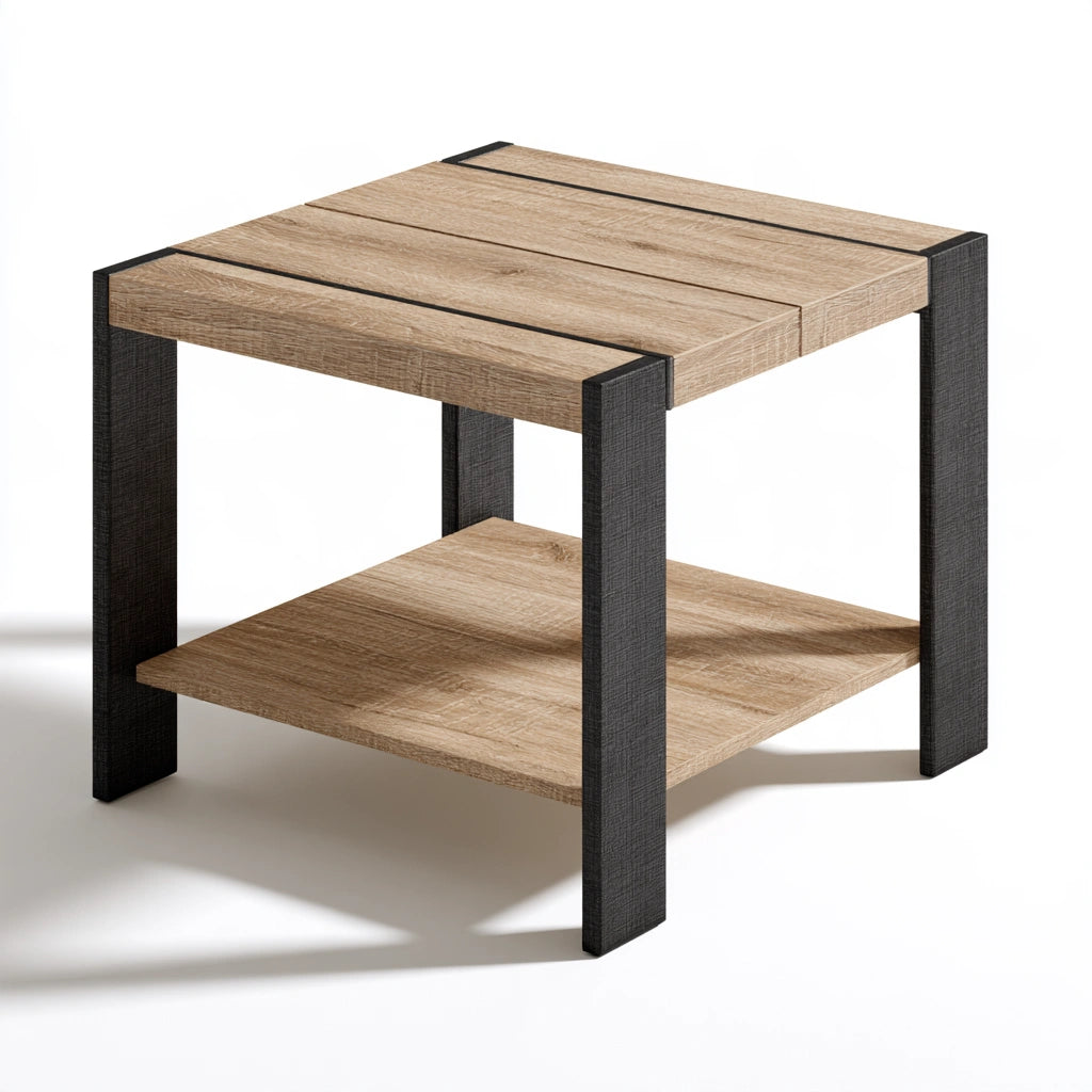 Table d'appoint industrielle aux lignes épurées, coloris gris