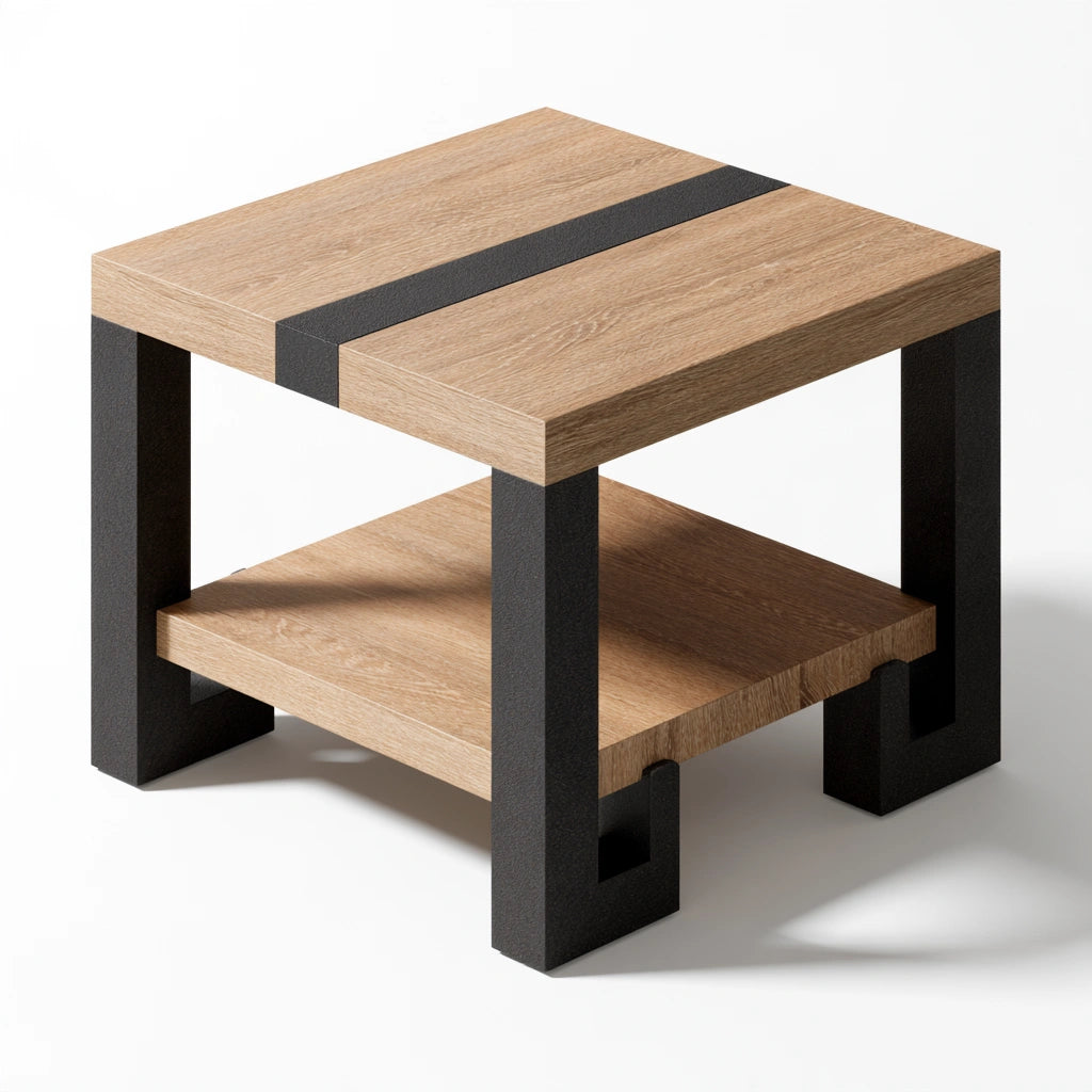 Table d'appoint industrielle aux lignes épurées, coloris gris