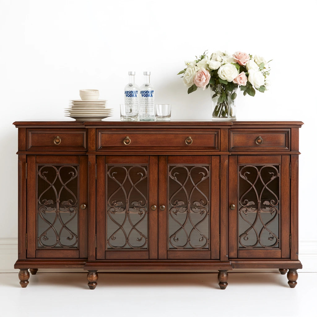 Buffet de rangement en bois, coloris brun naturel