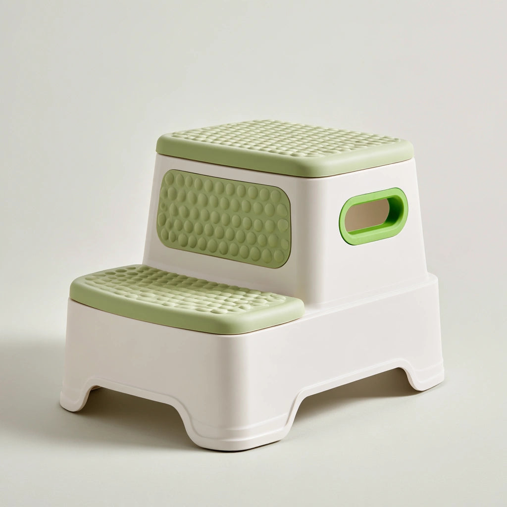Marchepied enfant à deux marches en plastique, coloris gris
